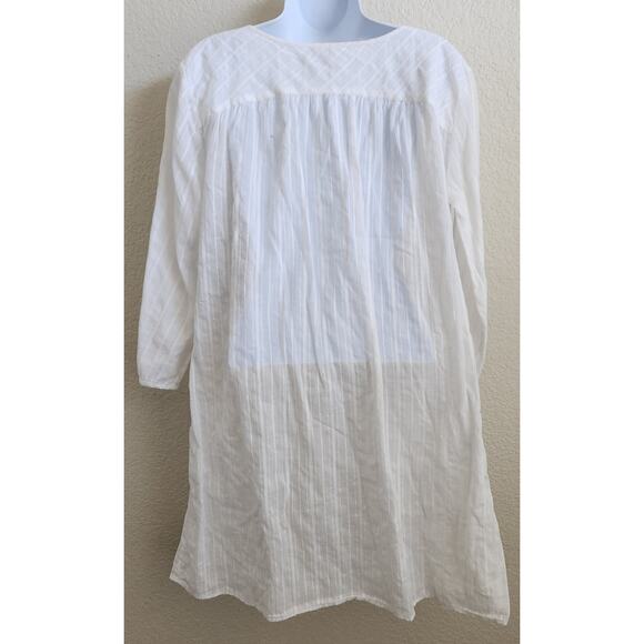 Merona White 3/4 Sleeves Swim Cover Up Large Tassel Tie Front Lightweight Soft - Picture 3 of 3